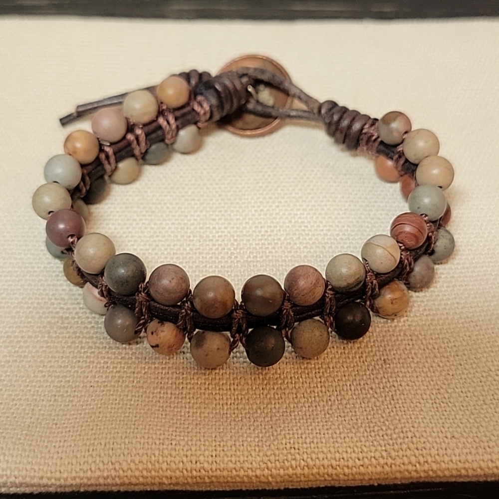 Leather and Bead Bracelet - Picture 1 of 4